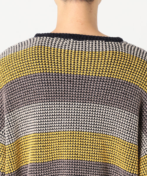 JOURNAL STANDARD relume（ジャーナルスタンダード　レリューム）の「モールワッフルボーダー クルーネックニット（ニット/セーター・メンズ・ベージュ/ネイビー/アイボリー・MEDIUM/LARGE）」の17枚目の写真