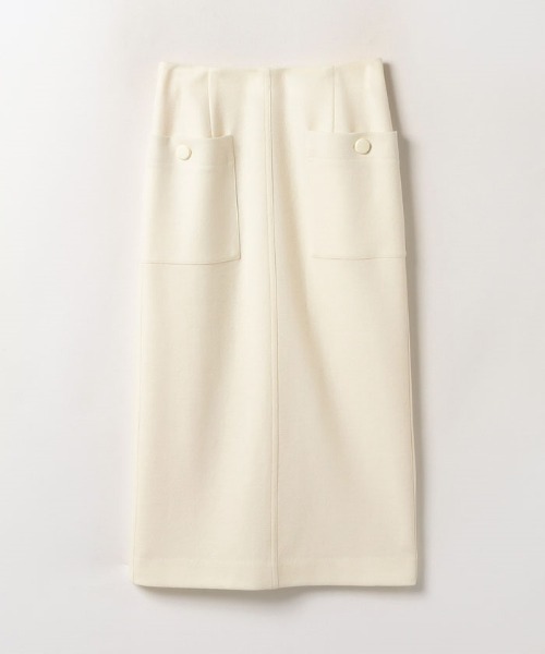 allureville(アルアバイル)の「カラーメルトン釦付きタイトスカート(スカート・レディース・オフホワイト/ブルー/モカ・1/2)」の2枚目の写真