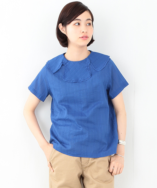 BEAMS BOY(ビームスボーイ)の「○BEAMS BOY / 2重襟 ブロード Wバックボタン ブラウス(シャツ/ブラウス・レディース・ホワイト/カーキ/ブルー・ONE SIZE)」の3枚目の写真