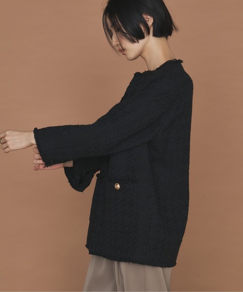 極美品ガリャルダガランテ　ツイードクルーネックジャケット　ブラック　F GALLARDAGALANTE（ガリャルダガランテ）の「【WEB限定/リバイバル