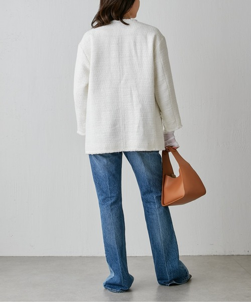 GALLARDAGALANTE（ガリャルダガランテ）の「【WEB限定/リバイバル】ツイードクルーネックジャケット（ノーカラージャケット・レディース・ホワイト/ブラック/アイボリー・FREE）」の13枚目の写真