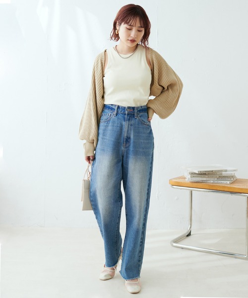 natural couture（ナチュラルクチュール）の「ショートボレロカーディガン（カーディガン/ボレロ・レディース・ライトベージュ/ベージュ/ブラック・FREE）」の10枚目の写真