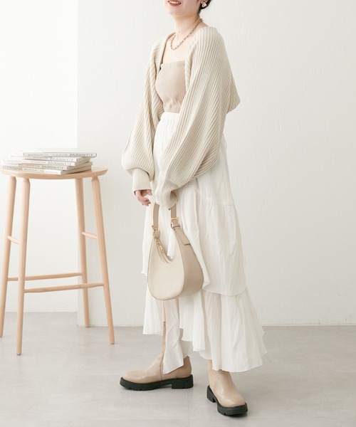 natural couture（ナチュラルクチュール）の「ショートボレロカーディガン（カーディガン/ボレロ・レディース・ライトベージュ/ベージュ/ブラック・FREE）」の17枚目の写真