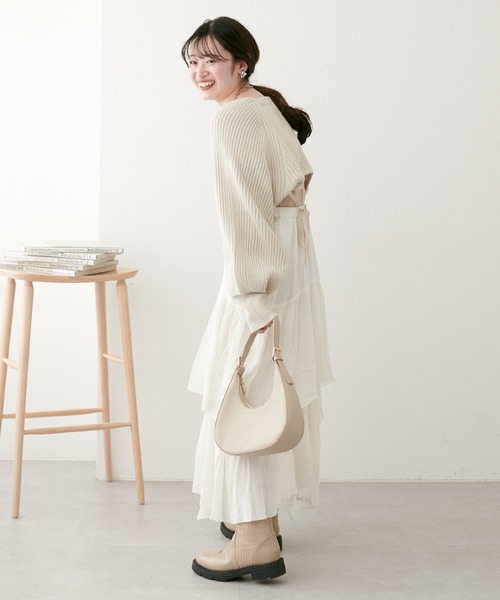 natural couture（ナチュラルクチュール）の「ショートボレロカーディガン（カーディガン/ボレロ・レディース・ライトベージュ/ベージュ/ブラック・FREE）」の18枚目の写真