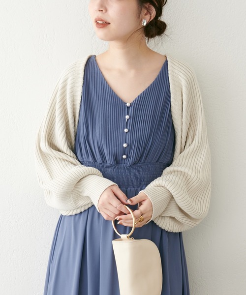 natural couture（ナチュラルクチュール）の「ショートボレロカーディガン（カーディガン/ボレロ・レディース・ライトベージュ/ベージュ/ブラック・FREE）」の19枚目の写真