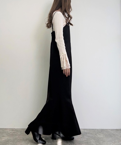 INGNI（イング）の「フレアスリーブレースニット（Tシャツ/カットソー・レディース・ブラック/オフホワイト/ピンク・M）」の12枚目の写真