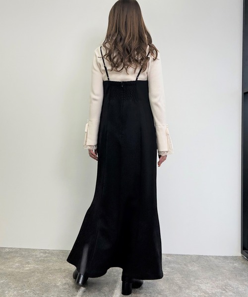 INGNI（イング）の「フレアスリーブレースニット（Tシャツ/カットソー・レディース・ブラック/オフホワイト/ピンク・M）」の4枚目の写真