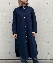 マリンフランセーズ　ノーカラーシャツワンピ　長袖　裏起毛 LA MARINE FRANCAISE ワンピース レギュラーカラーシャツ