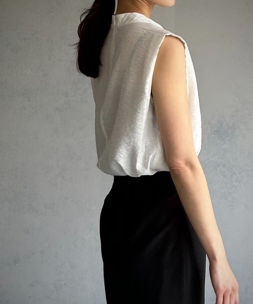 &g'aime（アンジェム）の「【&g’aime】しわ加工ノースリーブブラウス（シャツ/ブラウス・レディース・ブラック/ホワイト/グリーン・FREE）」の22枚目の写真