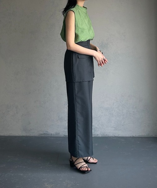 &g'aime（アンジェム）の「【&g’aime】しわ加工ノースリーブブラウス（シャツ/ブラウス・レディース・ブラック/ホワイト/グリーン・FREE）」の12枚目の写真