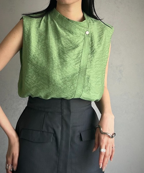 &g'aime（アンジェム）の「【&g’aime】しわ加工ノースリーブブラウス（シャツ/ブラウス・レディース・ブラック/ホワイト/グリーン・FREE）」の20枚目の写真