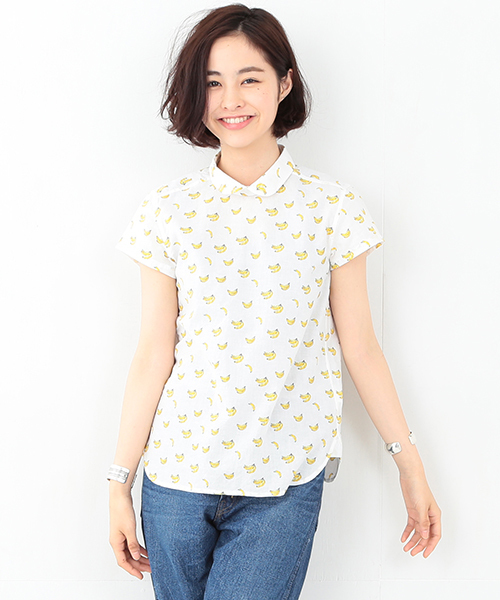 BEAMS BOY（ビームスボーイ）の「ΠBEAMS BOY / バナナ柄 バックボタンブラウス（シャツ/ブラウス・レディース・ホワイト/ブラック/ブルー系その他・ONE SIZE）」の2枚目の写真