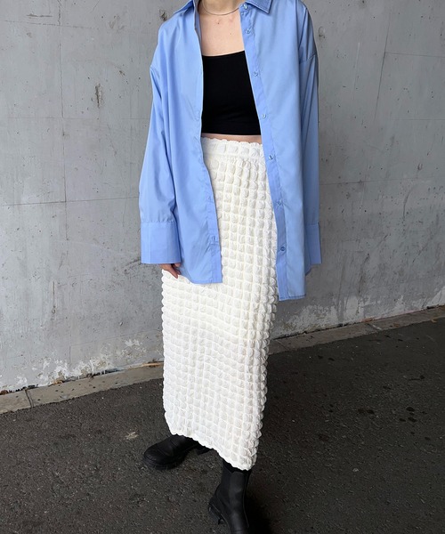 y/m by RIKA（イムバイリカ）の「ポコポコストレートスカート（スカート・レディース・ブラック/アイボリー・FREE）」の2枚目の写真