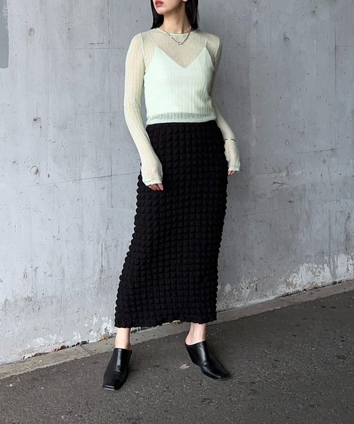 y/m by RIKA（イムバイリカ）の「ポコポコストレートスカート（スカート・レディース・ブラック/アイボリー・FREE）」の12枚目の写真