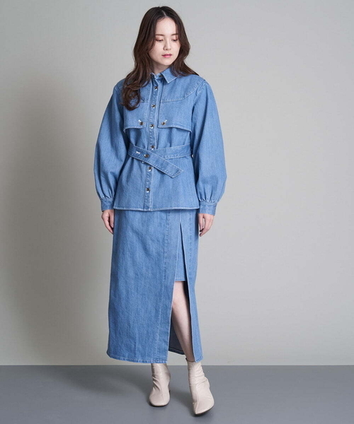 A de a.v.v（アードアー・ヴェ・ヴェ）の「ウエスタン風デニムブラウス（シャツ/ブラウス・レディース・ネイビー/ブルー・38/36）」の3枚目の写真