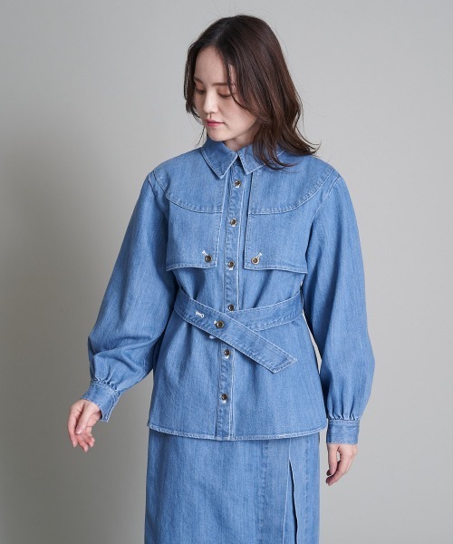 A de a.v.v（アードアー・ヴェ・ヴェ）の「ウエスタン風デニムブラウス（シャツ/ブラウス・レディース・ネイビー/ブルー・38/36）」の17枚目の写真