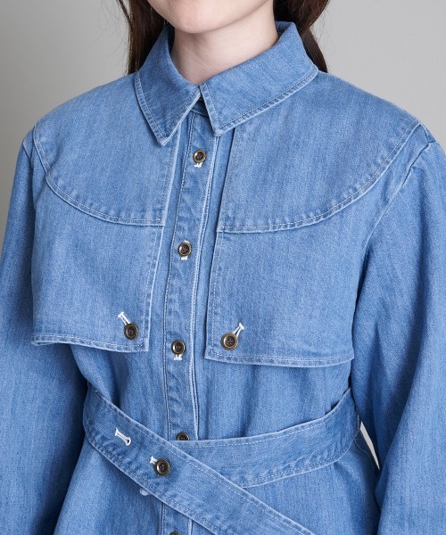 A de a.v.v（アードアー・ヴェ・ヴェ）の「ウエスタン風デニムブラウス（シャツ/ブラウス・レディース・ネイビー/ブルー・38/36）」の14枚目の写真