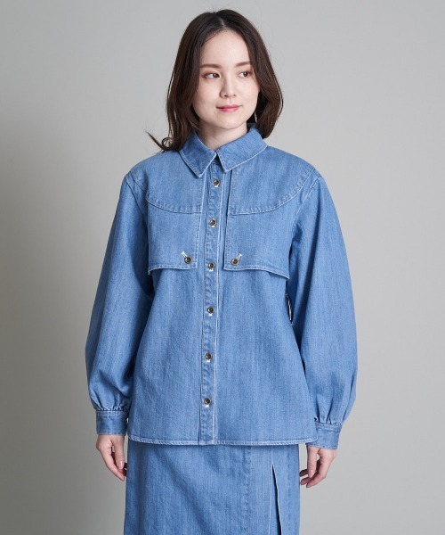 A de a.v.v（アードアー・ヴェ・ヴェ）の「ウエスタン風デニムブラウス（シャツ/ブラウス・レディース・ネイビー/ブルー・38/36）」の10枚目の写真