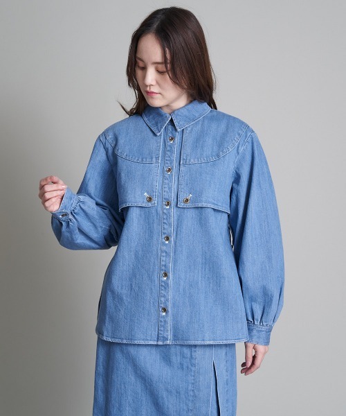 A de a.v.v（アードアー・ヴェ・ヴェ）の「ウエスタン風デニムブラウス（シャツ/ブラウス・レディース・ネイビー/ブルー・38/36）」の9枚目の写真