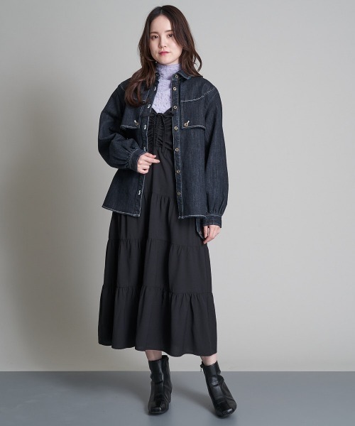 A de a.v.v（アードアー・ヴェ・ヴェ）の「ウエスタン風デニムブラウス（シャツ/ブラウス・レディース・ネイビー/ブルー・38/36）」の8枚目の写真