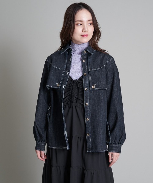 A de a.v.v（アードアー・ヴェ・ヴェ）の「ウエスタン風デニムブラウス（シャツ/ブラウス・レディース・ネイビー/ブルー・38/36）」の5枚目の写真