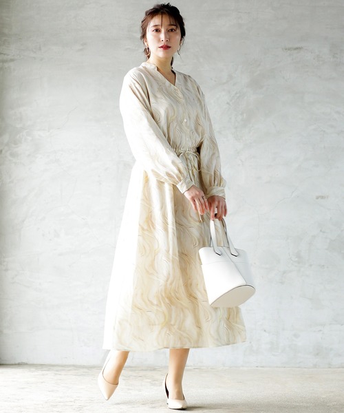 Emilyan（エミリアン）の「【手洗いできる♪】ウエストシャーリングリボン・マーブルプリントワンピース（ワンピース・レディース・ライトブルー/ライトイエロー/ライトパープル・9号）」の12枚目の写真