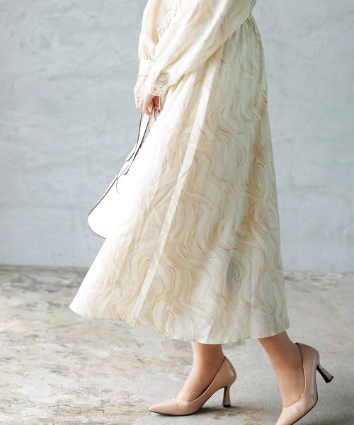 Emilyan（エミリアン）の「【手洗いできる♪】ウエストシャーリングリボン・マーブルプリントワンピース（ワンピース・レディース・ライトブルー/ライトイエロー/ライトパープル・9号）」の14枚目の写真