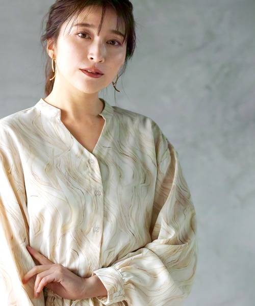 Emilyan（エミリアン）の「【手洗いできる♪】ウエストシャーリングリボン・マーブルプリントワンピース（ワンピース・レディース・ライトブルー/ライトイエロー/ライトパープル・9号）」の16枚目の写真