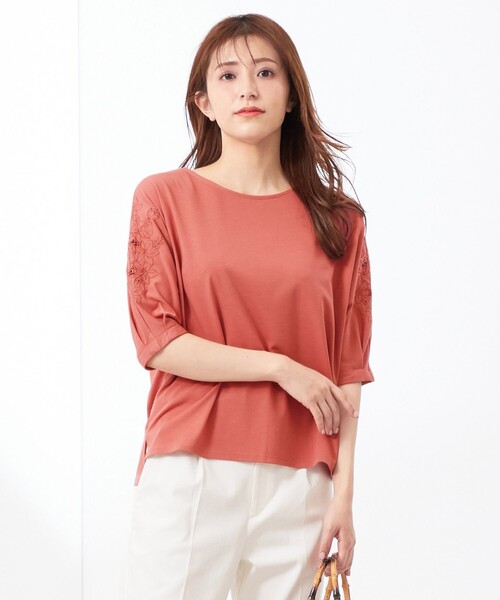 ANY SIS（エニィスィス）の「エンブロイダリードルマン カットソー（Tシャツ/カットソー・レディース・ブラック系2/オレンジ系/ホワイト系・0）」の3枚目の写真