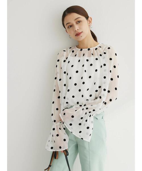 Bonlabre.SET2点シアードットブラウス+キャミソール