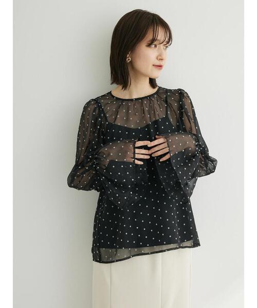Bonlabre.SET2点シアードットブラウス+キャミソール