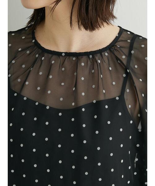 Bonlabre.SET2点シアードットブラウス+キャミソール