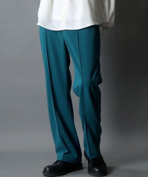 SITRY(シトリー)の「amundsen center pin tuck pants/梨地織り センター ピンタックパンツ(スラックス・メンズ・ブラック/ターコイズブルー/ブラウン/チャコールグレー・L/M/LL)」の4枚目の写真