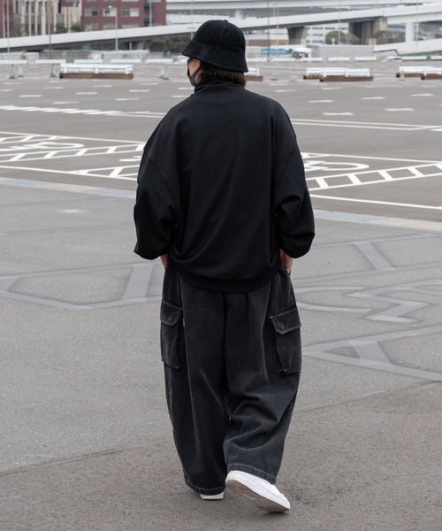 Perushu(ペルーシュ)の「PERUSHU刺繍ロゴルーズハーフジップ(スウェット・メンズ・ネイビー/杢グレー/ブラック・LARGE/MEDIUM)」の9枚目の写真