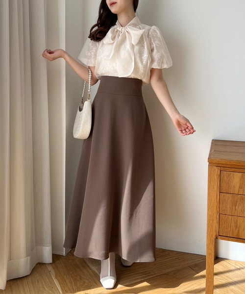 one after another NICE CLAUP(ワンアフターアナザーナイスクラップ)の「レース×シアーの華やかリボンブラウス(シャツ/ブラウス・レディース・グレー/オフホワイト/アイボリー・FREE)」の5枚目の写真