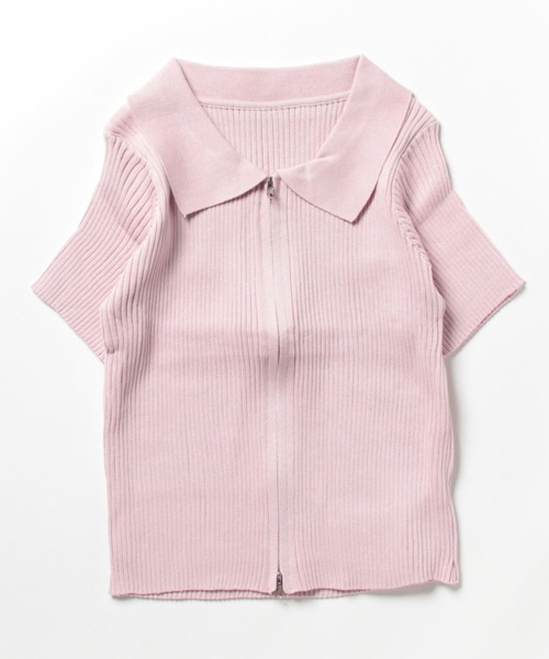 PRIVATE BEACH(プライベートビーチ)の「ダブルファスナークロップド丈半袖トップス(Tシャツ/カットソー・レディース・ブラック/ブルー/ホワイト/グリーン/ピンク/オレンジ/ラベンダー/カーキ/ダークグレー/ブラウン・FREE)」の22枚目の写真