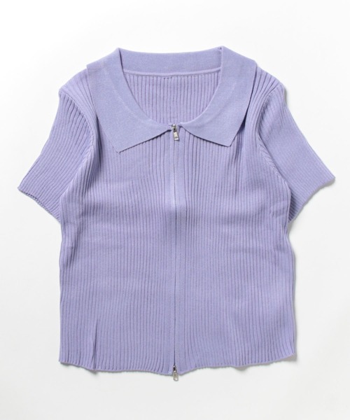 PRIVATE BEACH(プライベートビーチ)の「ダブルファスナークロップド丈半袖トップス(Tシャツ/カットソー・レディース・ブラック/ブルー/ホワイト/グリーン/ピンク/オレンジ/ラベンダー/カーキ/ダークグレー/ブラウン・FREE)」の21枚目の写真