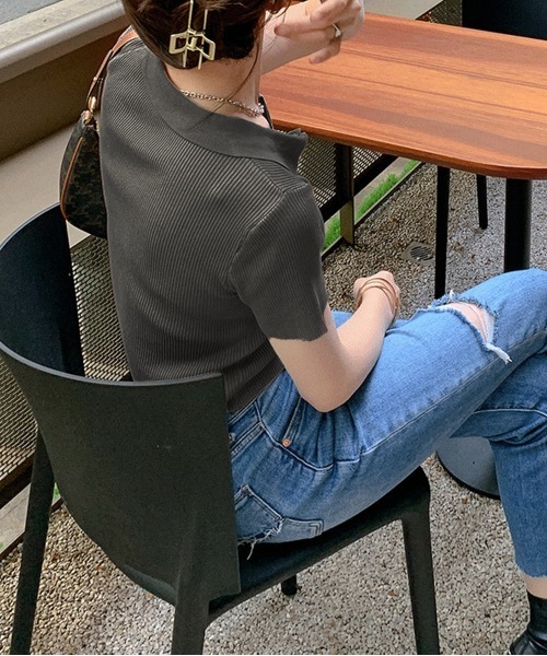 PRIVATE BEACH(プライベートビーチ)の「ダブルファスナークロップド丈半袖トップス(Tシャツ/カットソー・レディース・ブラック/ブルー/ホワイト/グリーン/ピンク/オレンジ/ラベンダー/カーキ/ダークグレー/ブラウン・FREE)」の13枚目の写真