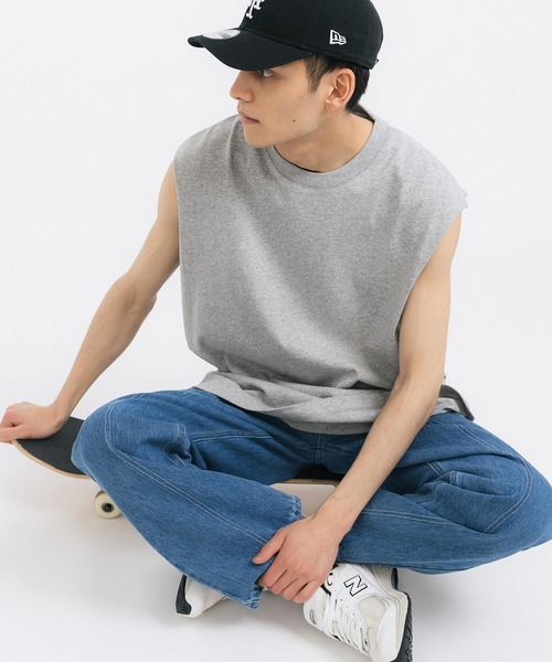 Ressaca（レサーカ）の「オーバーサイズ ノースリーブクルーネックTシャツ タンクトップ（Tシャツ/カットソー・メンズ・ホワイト/ブラック/グレー/オレンジ/グリーン・M/L/XL）」の4枚目の写真