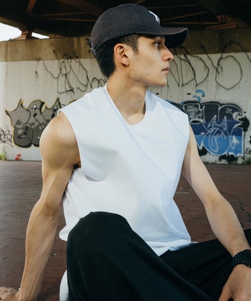 Ressaca（レサーカ）の「オーバーサイズ ノースリーブクルーネックTシャツ タンクトップ（Tシャツ/カットソー・メンズ・ホワイト/ブラック/グレー/オレンジ/グリーン・M/L/XL）」の2枚目の写真