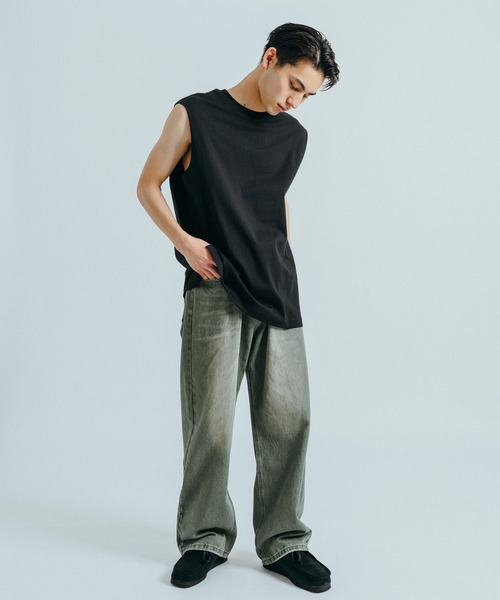 Ressaca（レサーカ）の「オーバーサイズ ノースリーブクルーネックTシャツ タンクトップ（Tシャツ/カットソー・メンズ・ホワイト/ブラック/グレー/オレンジ/グリーン・M/L/XL）」の15枚目の写真