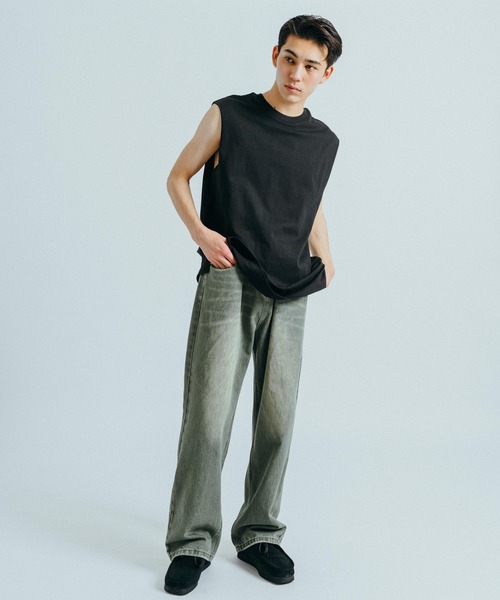 Ressaca（レサーカ）の「オーバーサイズ ノースリーブクルーネックTシャツ タンクトップ（Tシャツ/カットソー・メンズ・ホワイト/ブラック/グレー/オレンジ/グリーン・M/L/XL）」の11枚目の写真