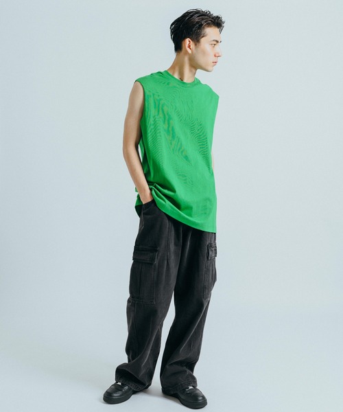 Ressaca（レサーカ）の「オーバーサイズ ノースリーブクルーネックTシャツ タンクトップ（Tシャツ/カットソー・メンズ・ホワイト/ブラック/グレー/オレンジ/グリーン・M/L/XL）」の14枚目の写真