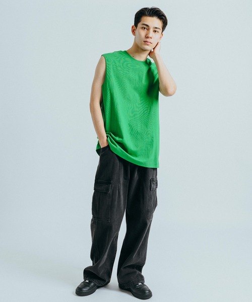 Ressaca（レサーカ）の「オーバーサイズ ノースリーブクルーネックTシャツ タンクトップ（Tシャツ/カットソー・メンズ・ホワイト/ブラック/グレー/オレンジ/グリーン・M/L/XL）」の18枚目の写真