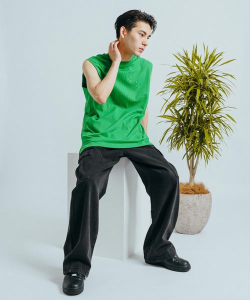 Ressaca（レサーカ）の「オーバーサイズ ノースリーブクルーネックTシャツ タンクトップ（Tシャツ/カットソー・メンズ・ホワイト/ブラック/グレー/オレンジ/グリーン・M/L/XL）」の22枚目の写真