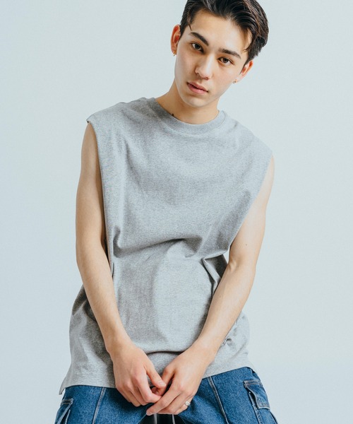 Ressaca（レサーカ）の「オーバーサイズ ノースリーブクルーネックTシャツ タンクトップ（Tシャツ/カットソー・メンズ・ホワイト/ブラック/グレー/オレンジ/グリーン・M/L/XL）」の10枚目の写真