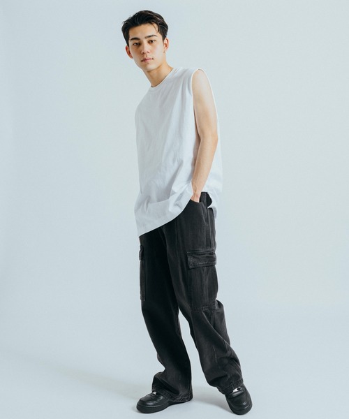 Ressaca（レサーカ）の「オーバーサイズ ノースリーブクルーネックTシャツ タンクトップ（Tシャツ/カットソー・メンズ・ホワイト/ブラック/グレー/オレンジ/グリーン・M/L/XL）」の12枚目の写真