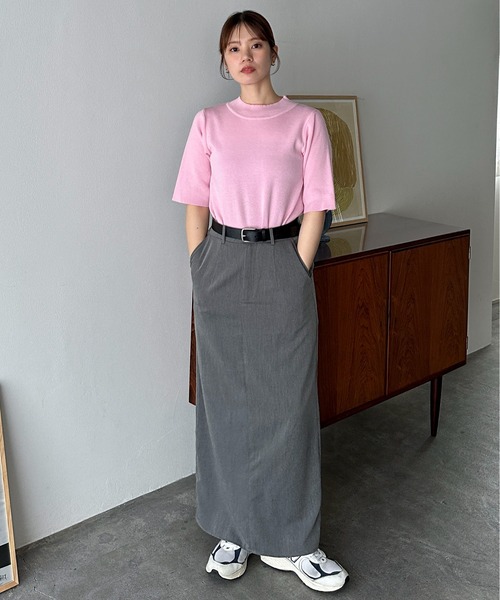 feepur（フェピュール）の「【ハンドウォッシャブル】モックネック5分袖カラーニット（ニット/セーター・レディース・ブルー/グリーン系その他/グリーン/ピンク/オレンジ/ブラック/オフホワイト・MEDIUM）」の8枚目の写真