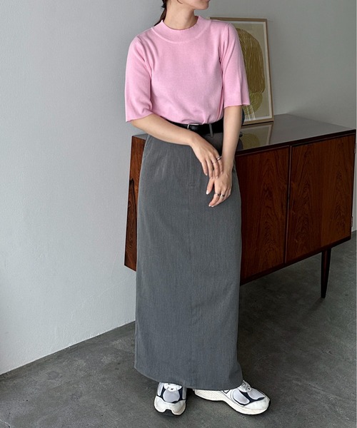 feepur（フェピュール）の「【ハンドウォッシャブル】モックネック5分袖カラーニット（ニット/セーター・レディース・ブルー/グリーン系その他/グリーン/ピンク/オレンジ/ブラック/オフホワイト・MEDIUM）」の9枚目の写真