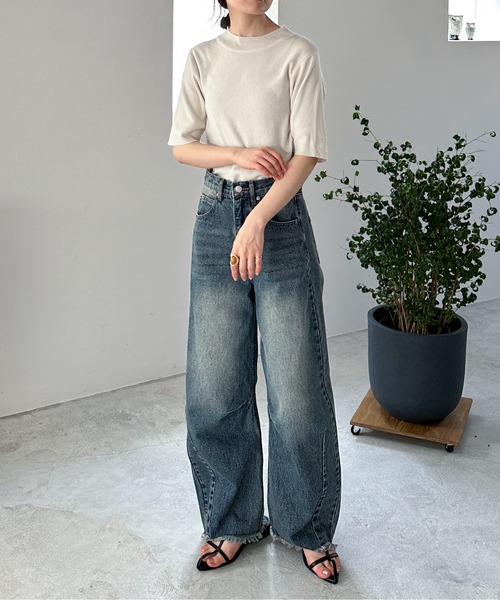 feepur（フェピュール）の「【ハンドウォッシャブル】モックネック5分袖カラーニット（ニット/セーター・レディース・ブルー/グリーン系その他/グリーン/ピンク/オレンジ/ブラック/オフホワイト・MEDIUM）」の20枚目の写真